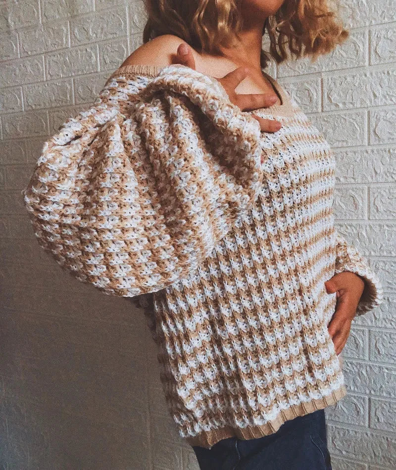 Striped V Neck Pullover